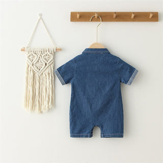 Baby Short Sleeve Denim Rompers - RYAN AND REMI