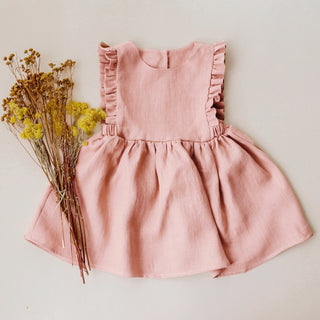 Solid Linen Cotton Ruffle Dress - RYAN AND REMI