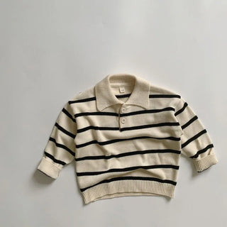 Striped Pullover Down Collar Sweater - RYAN AND REMI