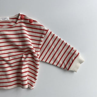 Long Sleeve Striped Button Girls Top - RYAN AND REMI