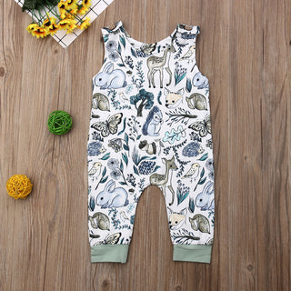 Sleeveless Romper Forest Animals Print Jumpsuit - RYAN AND REMI