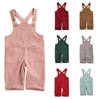 Soft Cotton Corduroy Suspender Jumpsuit Overalls - RYAN AND REMI