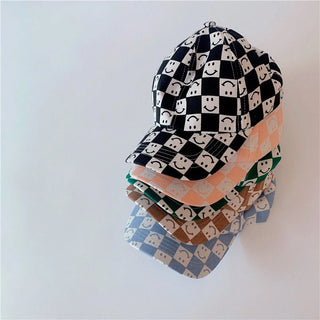 Checkered Smiley Face Baseball Cap - RYAN AND REMI