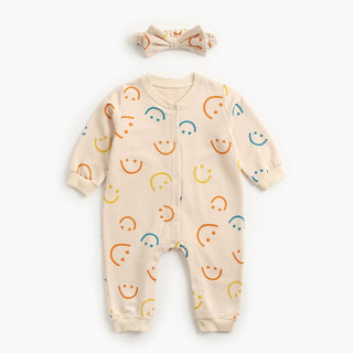 Mini Smile Cotton Jumpsuit With Headband - RYAN AND REMI