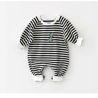 Dinosaur Long Sleeve Striped Jumpsuit - RYAN AND REMI