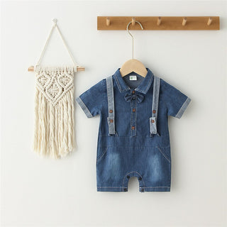 Baby Short Sleeve Denim Rompers - RYAN AND REMI