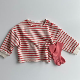 Long Sleeve Striped Button Girls Top - RYAN AND REMI