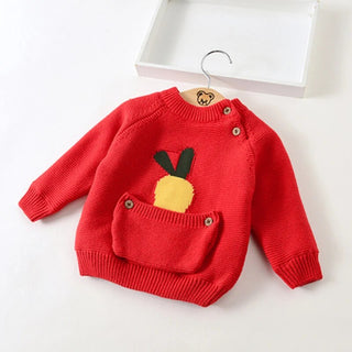 Fur Lining Embroidered Cartoon Pouch Sweater - RYAN AND REMI