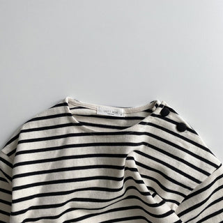 Long Sleeve Striped Button Girls Top - RYAN AND REMI