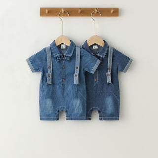 Baby Short Sleeve Denim Rompers - RYAN AND REMI