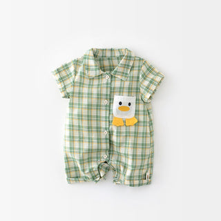 Duck Plaid Cartoon Boys Rompers - RYAN AND REMI