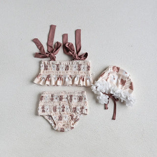 Baby Girls Floral Bandage Swimsuit With Hat - RYAN AND REMI