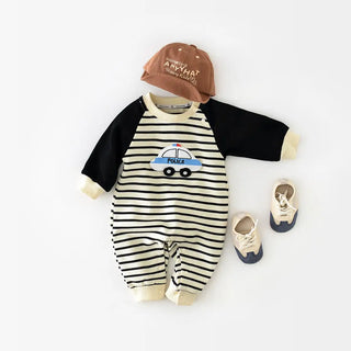 Striped Cartoon Car Jumpsuit - RYAN AND REMI