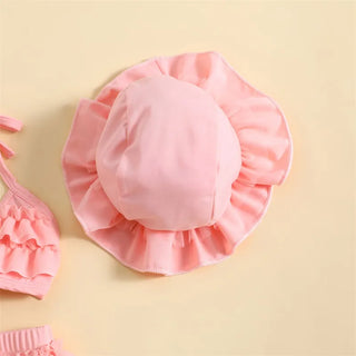 Baby Girls Cute Frill Swimsuit With Hat - RYAN AND REMI