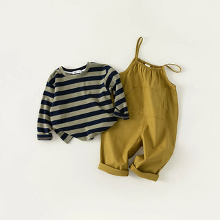 Striped T-Shirt Overalls Set - RYAN AND REMI