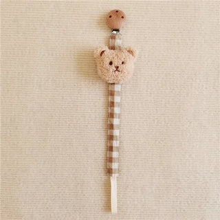 Checkered Bear Pacifier Clip Holder - RYAN AND REMI