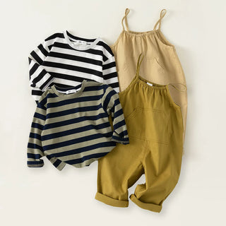 Striped T-Shirt Overalls Set - RYAN AND REMI