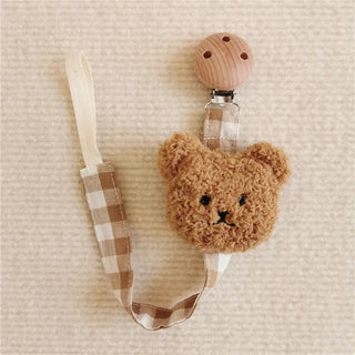 Checkered Bear Pacifier Clip Holder - RYAN AND REMI