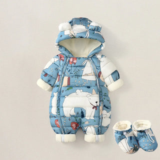 Cartoon Waterproof Hooded Romper With Boots