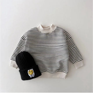 Stripe Fleece Lining Turtleneck Sweater - RYAN AND REMI