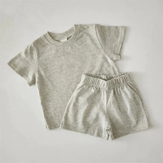 Neutral Cotton Tee And Shorts Set