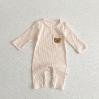 Bear Patch Ribbed Romper - RYAN AND REMI