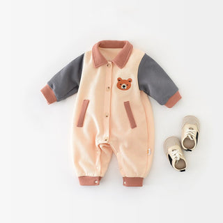 Teddy Bear Waffle Infant Boys Romper - RYAN AND REMI