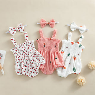 Baby Girl Muslin Romper and Headband - RYAN AND REMI