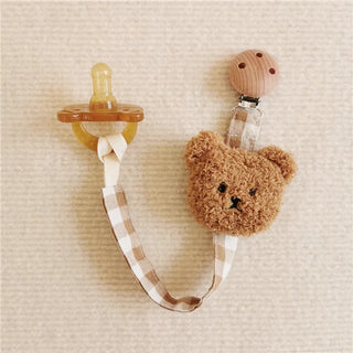 Checkered Bear Pacifier Clip Holder - RYAN AND REMI