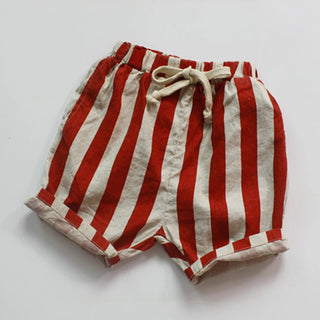 Striped Elastic Waist Shorts - RYAN AND REMI