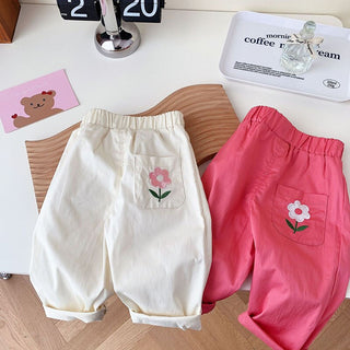 Embroidery Flower Girls Pants - RYAN AND REMI