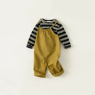 Striped T-Shirt Overalls Set - RYAN AND REMI