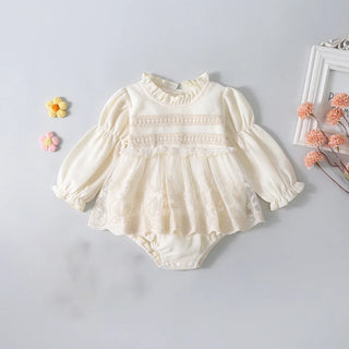 Lace Waffle Romper  Dress