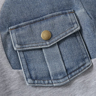 Denim Colorblock  Sweatshirt