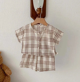 Boys Summer Plaid Shorts Set - RYAN AND REMI