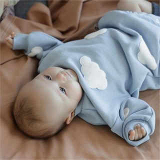 Soft Sky Blue Cloud Sweater Bodysuit - RYAN AND REMI