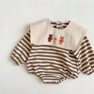 Striped Sailor Collar Bear Romper - RYAN AND REMI