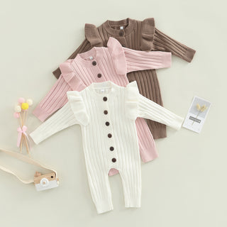 Long Sleeve Ruffle Button Jumpsuit - RYAN AND REMI