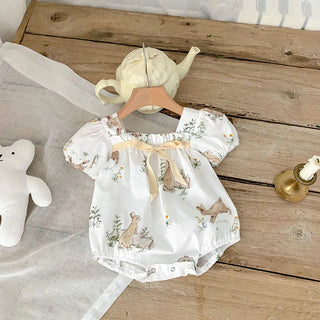 Bunny Rabbit Puff Sleeve Romper - RYAN AND REMI