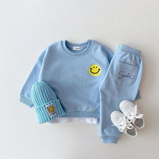 Smiley Face Print Pattern Long Sleeve Sweatshirt - RYAN AND REMI