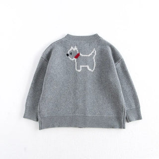 Jacquard Dog Cardigan Knitted Sweater