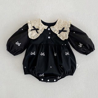 Ribbon Long Sleeve Embroidery Bodysuits - RYAN AND REMI