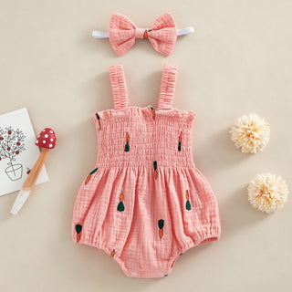 Baby Girl Muslin Romper and Headband - RYAN AND REMI