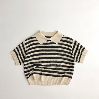 Polo T-shirt Striped Pullover Vintage Tops - RYAN AND REMI