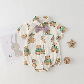 Boys Cotton Bow Tie Romper - RYAN AND REMI