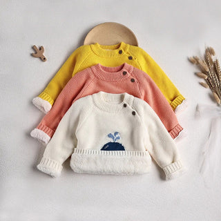 Fur Lining Embroidered Whale Sweater - RYAN AND REMI