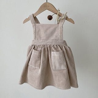 Casual Corduroy Toddler Sleeveless Dress - RYAN AND REMI