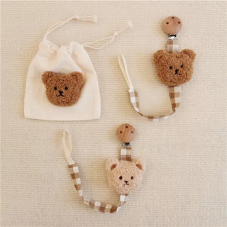 Checkered Bear Pacifier Clip Holder - RYAN AND REMI