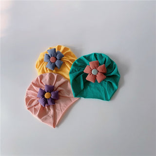 Baby Girl Color Block Flower Hat Turban - RYAN AND REMI