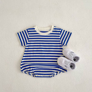 Striped Boys One Piece Short Sleeve Bodysuit - RYAN AND REMI